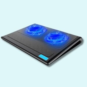 Refroidisseur pour PC gamer en maille métallique avec doubles ventilateurs – Refroidissement par air, interface 2 USB et dispositif silencieux