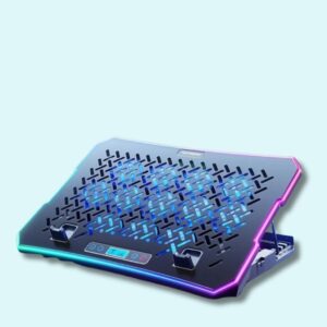 Refroidisseur pour PC gamer avec 12 ventilateurs silencieux, deux ports USB et support pour téléphone – Compatible avec ordinateurs de 12 à 17,3 pouces