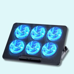 Refroidisseur pour PC gamer avec 6 ventilateurs et 2 ports USB – Support réglable pour ordinateurs de 12 à 18 pouces
