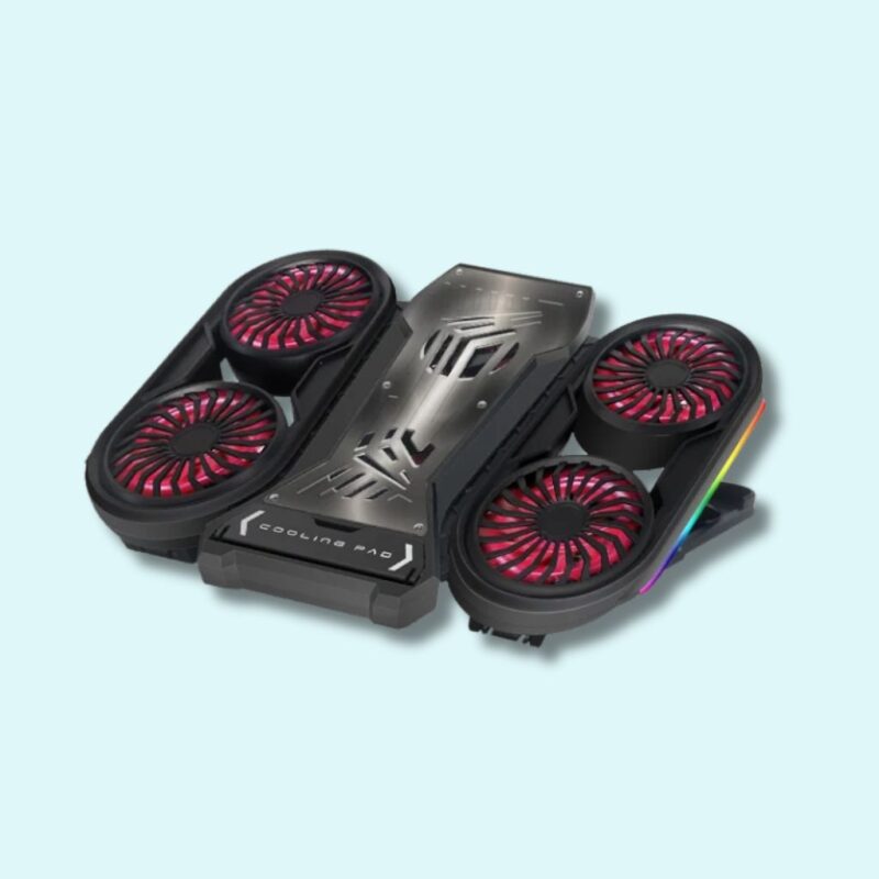 Refroidisseur pour PC gamer RVB avec 6 ventilateurs – Compatible avec ordinateurs de 17 à 18 pouces, avec support de téléphone et ports USB – Image 2
