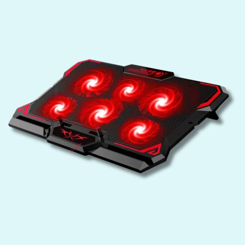 Refroidisseur pour PC gamer avec 6 ventilateurs LED et écran LED – Compatible avec ordinateurs de 12 à 17 pouces, 2 ports USB et vitesse réglable – Image 2