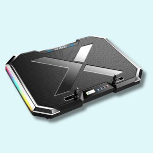 Refroidisseur pour PC portable de jeu avec six ventilateurs, éclairage RVB et hauteur réglable – Compatible avec les ordinateurs portables de 12 à 17 pouces
