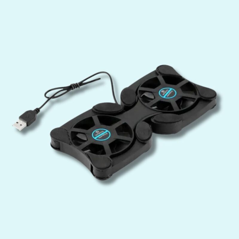Refroidisseur pour PC portable pliable avec double ventilateur USB – Support de refroidissement pour ordinateurs portables de 7 à 15 pouces