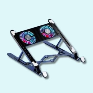 Support refroidisseur réglable pour PC portable, base avec coussin de refroidissement et quatre ventilateurs – Compatible avec ordinateurs de 11 à 17 pouces