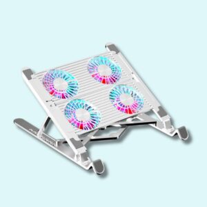 Refroidisseur pour PC gamer avec 2/4 ventilateurs et éclairage RGB – Support réglable pour ordinateurs de 11 à 17,3 pouces avec 7 niveaux de hauteu