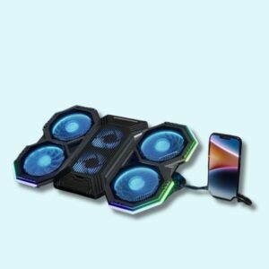 Refroidisseur pour PC gamer avec 6 ventilateurs, vitesse réglable et rétroéclairage RVB – Compatible avec ordinateurs de 12 à 21 pouces