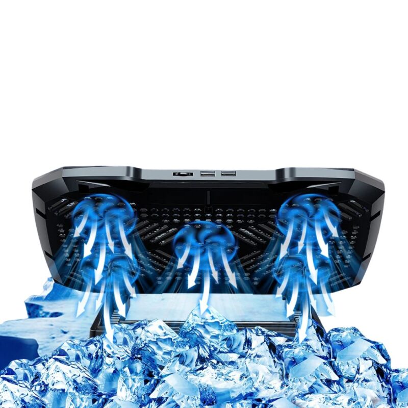 Refroidisseur pour PC gamer avec support réglable et 5 ventilateurs silencieux – Pour ordinateurs de 12 à 17 pouces, avec support pour téléphone – Image 4
