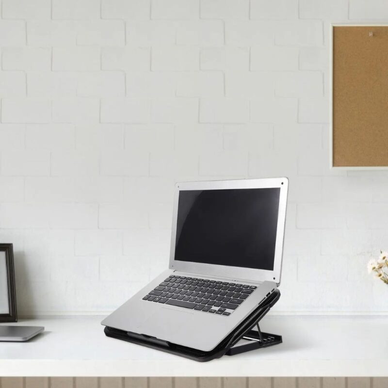 Refroidisseur pour PC portable avec ventilateur, support en plastique noir pour jeux – Réduction de chaleur efficace, léger et portable – Image 4