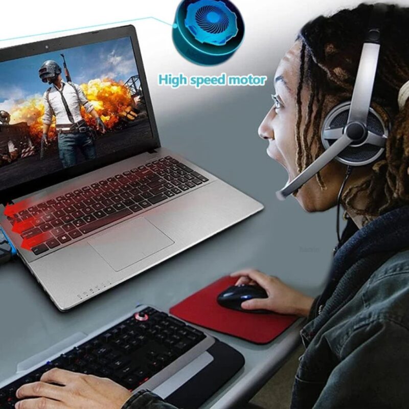 Refroidisseur pour PC portable avec ventilateur externe, compatible avec 13.3, 15, 15.6 et 17 pouces – Radiateur de refroidissement à air pour ordinateurs portables de jeu, sous vide et portable – Image 3