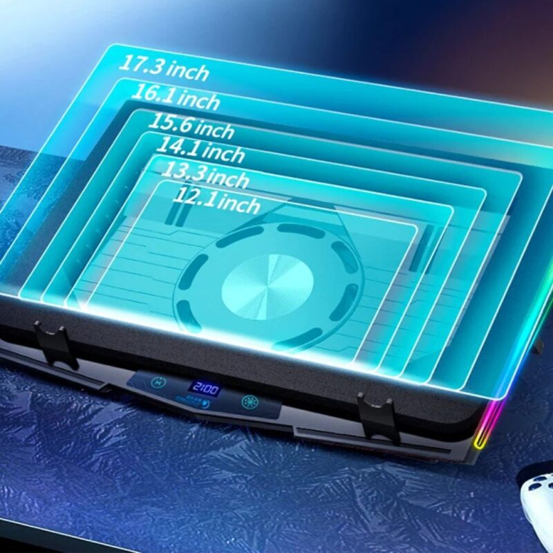 Refroidisseur  à compression d'air, ultra silencieux avec trois ventilateurs – Support réglable et dissipation thermique rapide pour ordinateurs portables de 12 à 17 pouces – Image 4