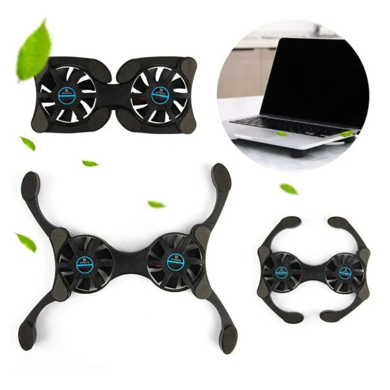Coussinets de refroidissement pliables pour PC portable USB avec double ventilateurs – Refroidisseur pour ordinateurs de 7 à 15 pouces – Image 5