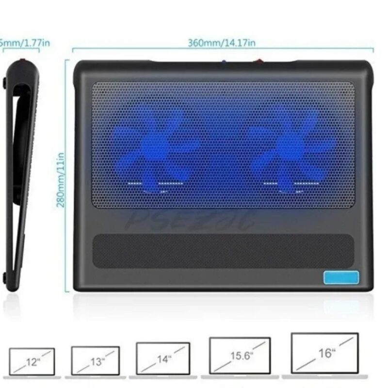 Refroidisseur pour PC gamer en maille métallique avec doubles ventilateurs – Refroidissement par air, interface 2 USB et dispositif silencieux – Image 5
