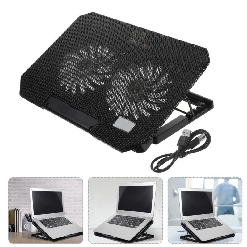 Refroidisseur pour PC portable avec ventilateur, support en plastique noir pour jeux – Réduction de chaleur efficace, léger et portable – Image 5